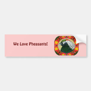 Amherst Pheasant and Flowers Bumper Sticker