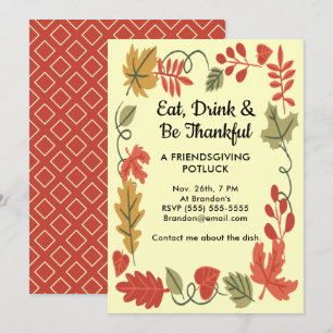 Ami-Action Potluck Jaune Invitation Thanksgiving