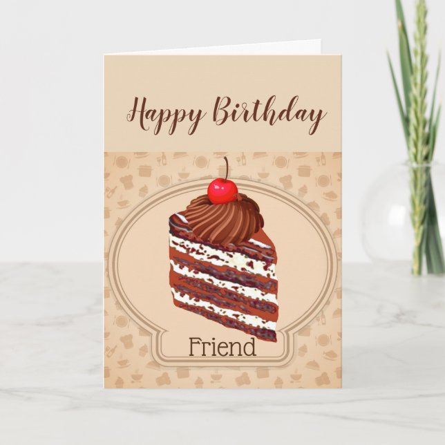 Ami au gâteau au chocolat amusant Carte d'annivers (Devant)