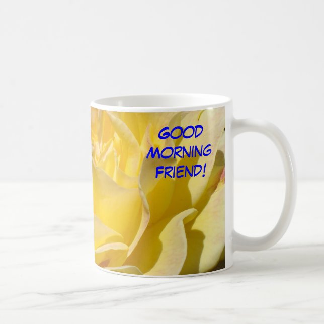 Ami bonjour ! Tasse de café de fleur de rose jaune (Droite)