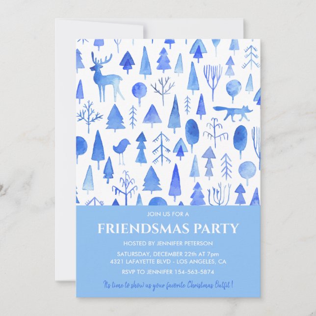 Ami invitations invitations Beaux Aquarelles arbre (Devant)