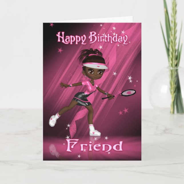Ami Joueur de tennis Carte Anniversaire - African  (Devant)