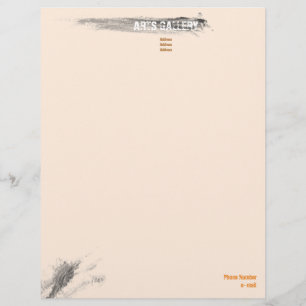 Amiable Grey Brushstrokes Stains Hand Drawn Art Letterhead