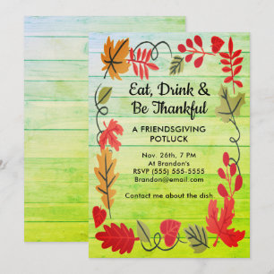 Amical Potluck Green Wood Design Invitation