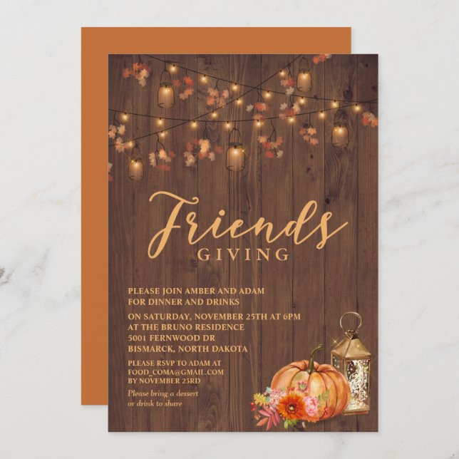 Amical Thanksgiving Holiday Invitation (Devant / Derrière)
