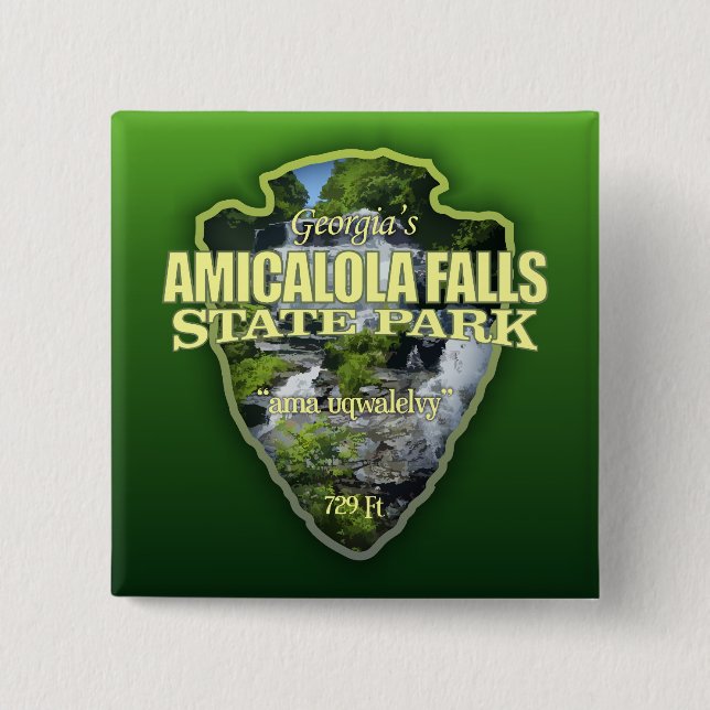 Amicalola Falls (arrowhead) 2 Inch Square Button (Front)