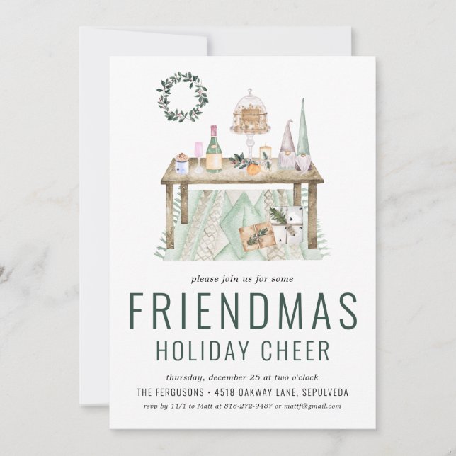 Amies Noël Fête de Noël Invitation (Devant)