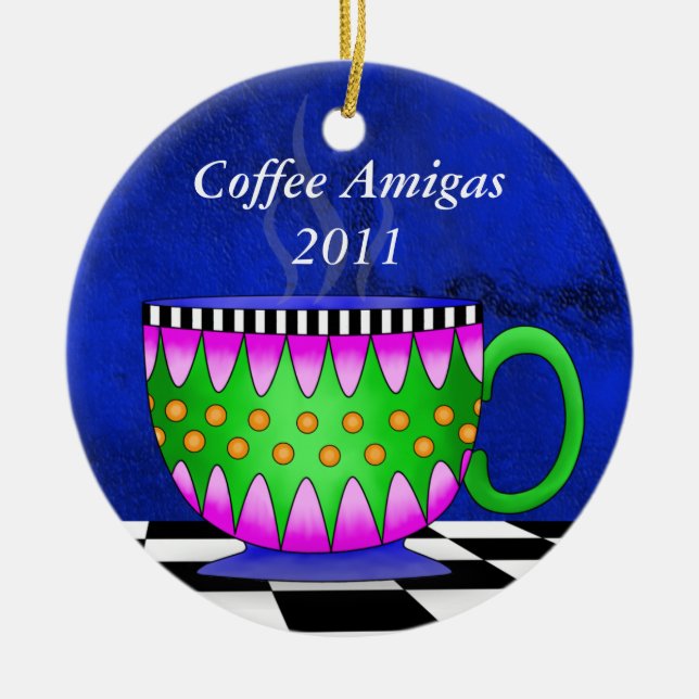 Amigas Tuscan Coffee Cup Ornament (Front)