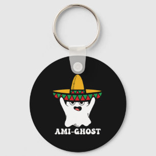 Amighost Spooky Halloween Ghost Mexican Sombrero A Keychain