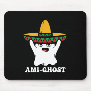 Amighost Spooky Halloween Ghost Mexican Sombrero A Mouse Pad