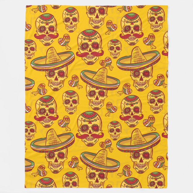 Amigo Skulls Fleece Blanket (Front)