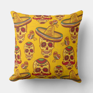 Amigo Skulls Throw Pillow