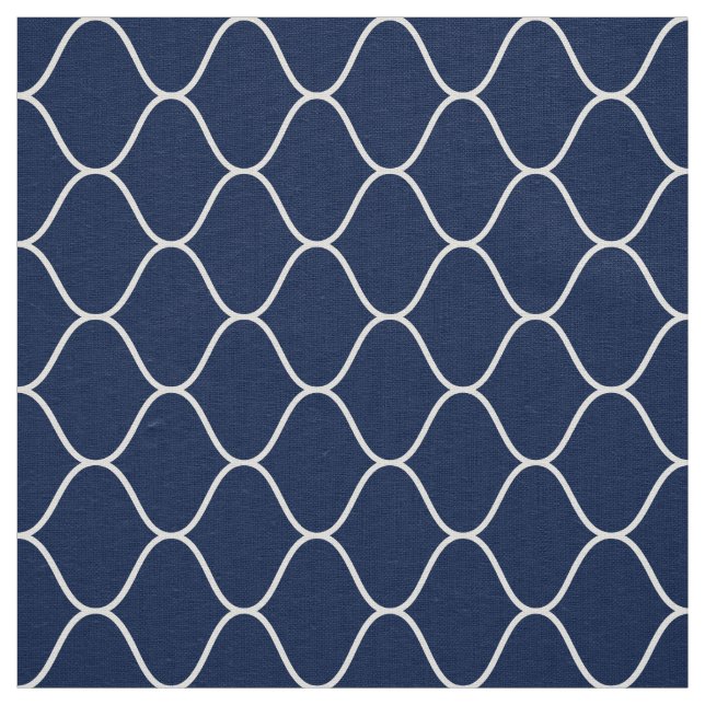 Amime Pattern - White on Dk Indigo Blue 001744 Fabric (Swatch)