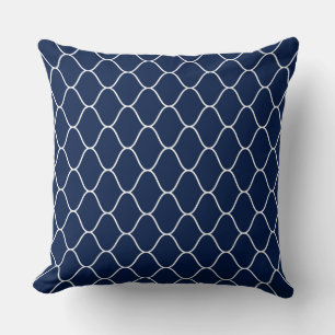 Amime Pattern - White on Dk Indigo Blue 001744 Throw Pillow
