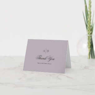 Amira Dusty Lilac Elegant Wedding Thank You Card