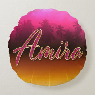 Amira Vorname Name golden pink Kissen Round Pillow