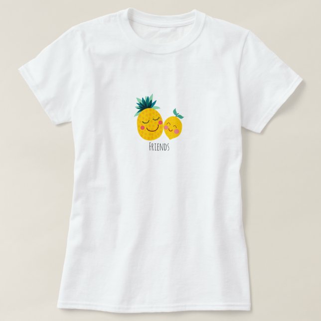 Amis ananas et citron T-shirt féminin (Design devant)