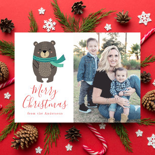 Amis d'hiver Bear Holiday Carte photo