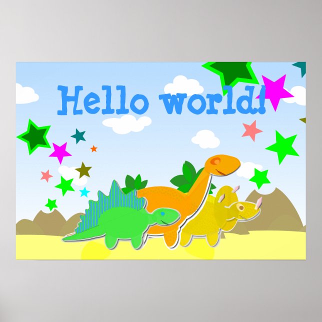 Amis Dinosaur Hello World Poster (Devant)