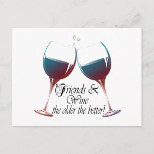Amis et vin, plus vieux est le mieux! carte humori