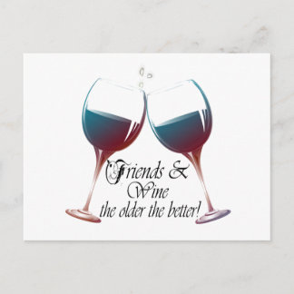 Amis et vin, plus vieux est le mieux! carte humori