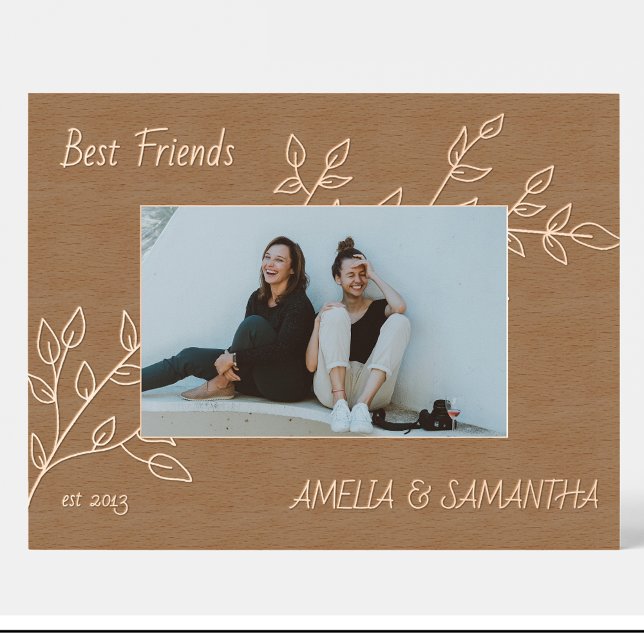 Amis Fleurs Besties Cadres personnalisés en bois (Créateur téléchargé)