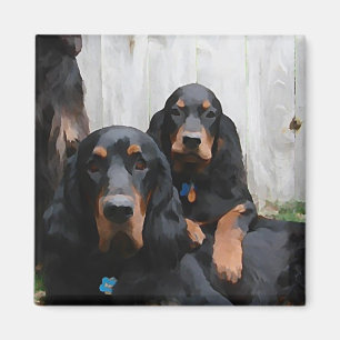 Amis Gordon Setter Peinture sur un aimant