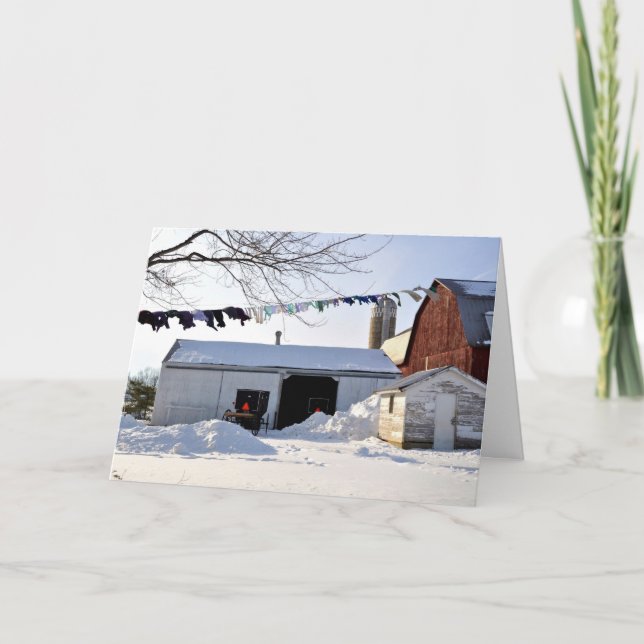 Amish Barnyard at Christmastime Holiday Card (Front)