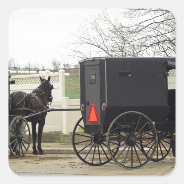 Amish Buggy "Parking Lot" Square Sticker (Front)