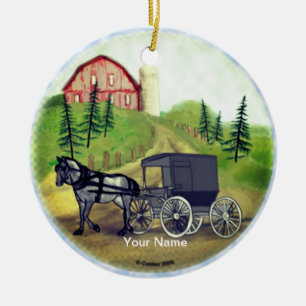 Amish Buggy Returning custom name ornament