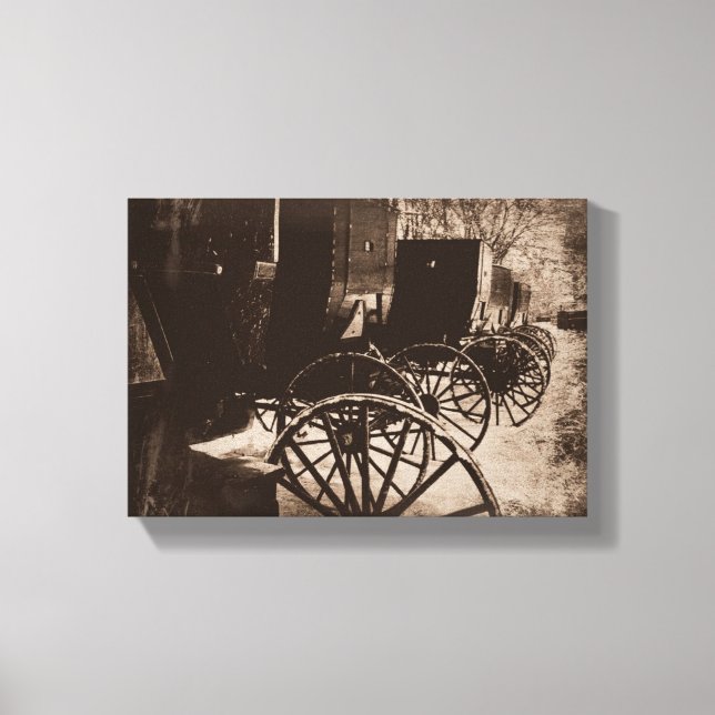 Amish Cart Wheels Grunge Canvas Print (Front)