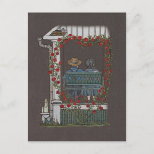 Amish Couple On Porch Swing Postcard