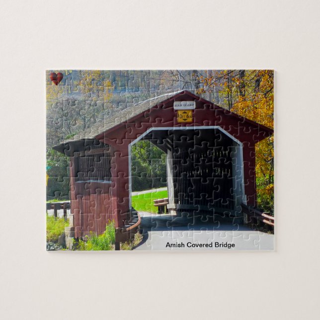 Amish Covered Bridge Jigsaw Puzzle (Horizontal)