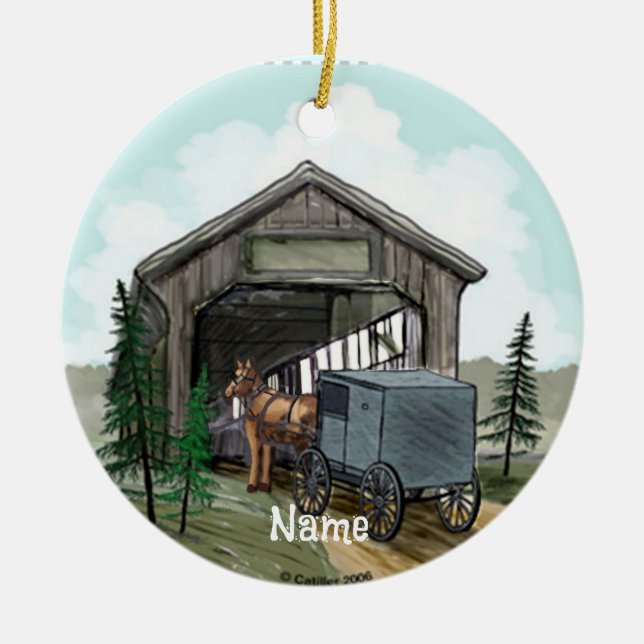 Amish Covered Bridge ornament (Front)