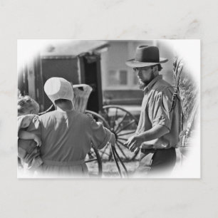 Amish Family-(b&w)-Postcard Postcard