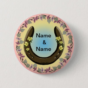 Amish Flower Horseshoe 2 Inch Round Button