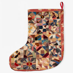 Amish friendship quilt large christmas stocking