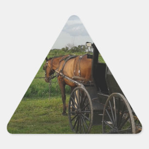 Amish Horse and Buggy at Sunset Triangle Sticker