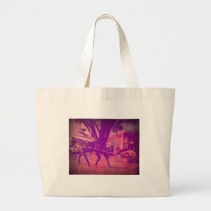 amish horse and buggy pink grunge look large tote bag
