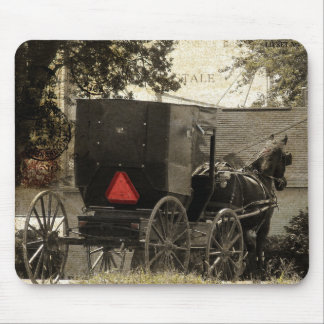 Amish Horse and Buggy Sepia Postcard Digital Art Mouse Pad