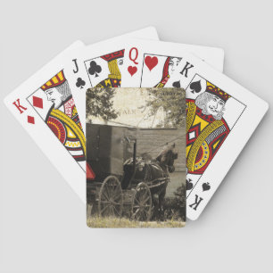 Amish Horse and Buggy Sepia Postcard Digital Art Playing Cards