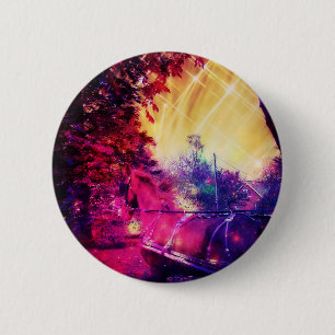 Amish Horse and Buggy Trippy Colourful Digital Art 2 Inch Round Button