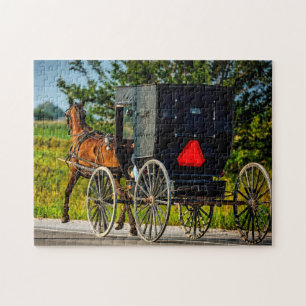 Amish Horse Buggy Indiana. Jigsaw Puzzle