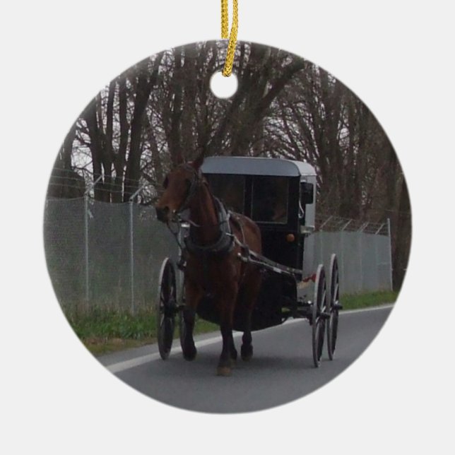Amish Horse & Buggy Ornament (Front)