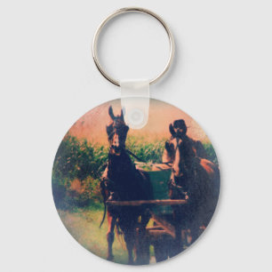 Amish Horse Team Keychain