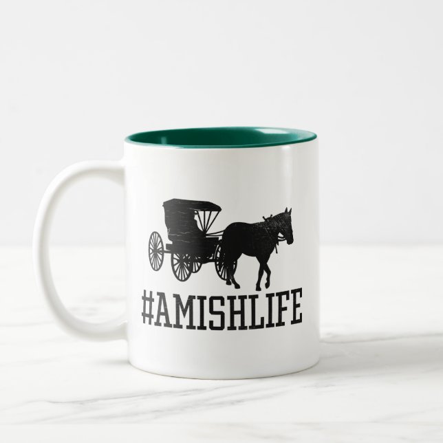 amish life -  horse and buggy amishlife  Two-Tone coffee mug (Left)