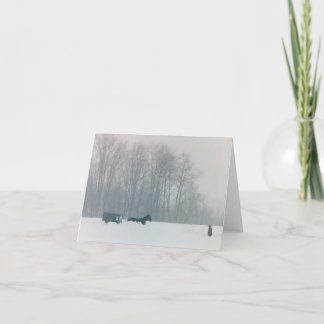 AMISH MAN HORSE & BUGGY SNOW LANCASTER COUNTY PA CARD