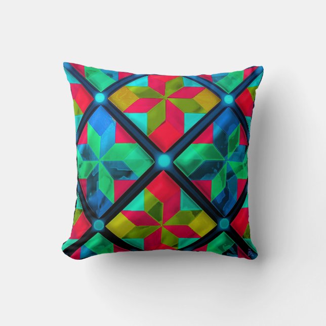 Amish Pinwheels on Steroids Throw Pillow (Front)