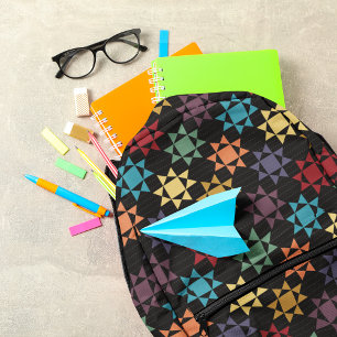 Amish Quilt Print Bright Colors Patterned Printed Backpack