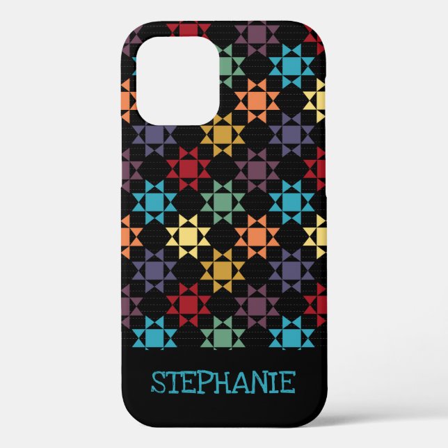 Amish Quilt Print Bright Colours Personalized Case-Mate iPhone Case (Back)